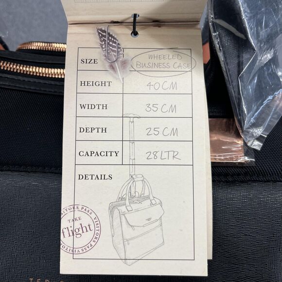 Ted Baker London Wheeled Business Case Black 28L Carry On Laptop Bag Rose Gold - Picture 4 of 16